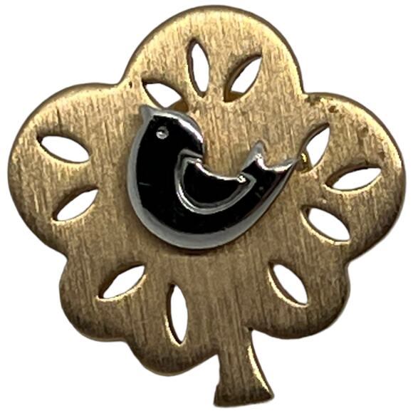 AVON Silver Bird in Gold Tree Pin, Removable Tree, 9" x 9", Good Condition - Picture 1 of 7
